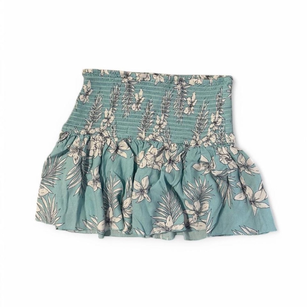 Forever 21 Blue and White Smocked Mini Skirt